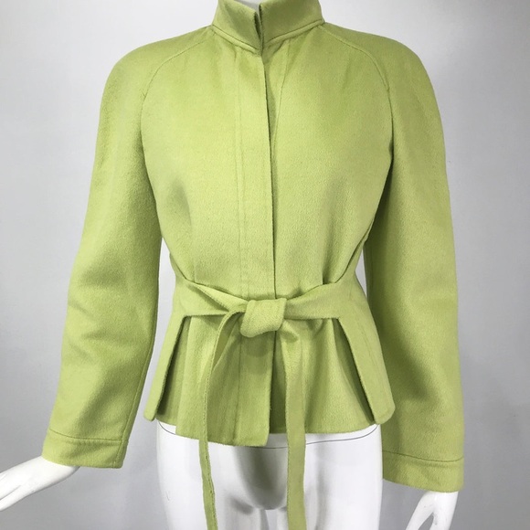 AUTH Vintage Valentino Green Cashmere Wool Front Tie Jacket | Made in Italy Sz 6 - Picture 1 of 17